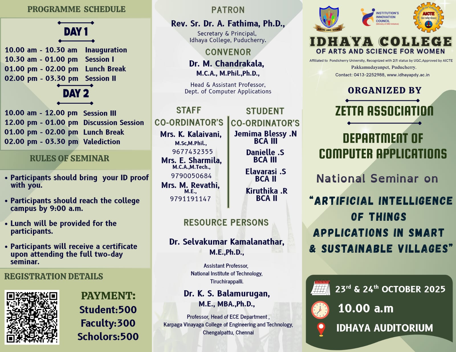 NATIONAL SEMINAR ON ARTIFICIAL INTELLIGENCE OF THINGS APPLICATIONS IN SMART & SUSTAINABLE VILLAGES