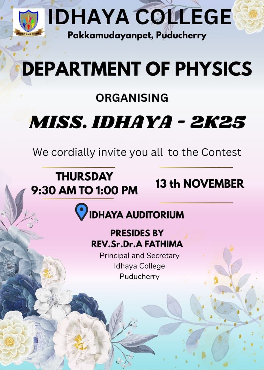 MISS IDHAYA CONTEST 2K25 INVITATION